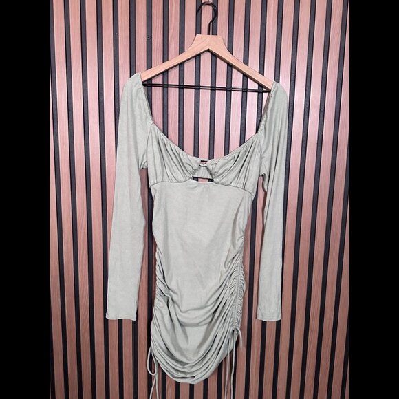 Princess Polly Dresses & Skirts - New Princess Polly Min Dress 12 / L Women Sage Green Erase Me Khaki Cut Out Back